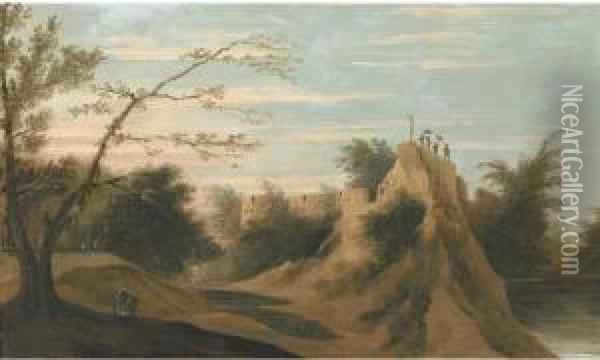 View Of The Fort Of Pateeta, Near Chunar Oil Painting - William Hodges