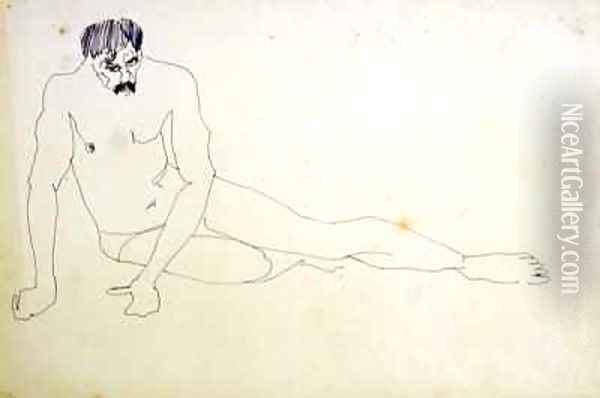 Male Nude Resting Oil Painting - Henri Gaudier-Brzeska