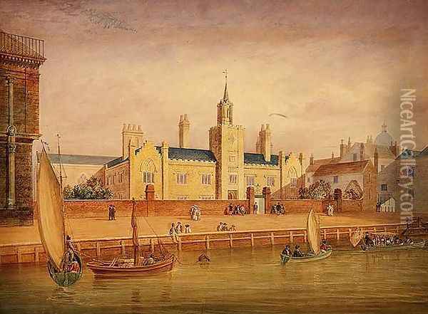 Trinity Almshouses, Greenwich c.1825 Oil Painting - George Smith