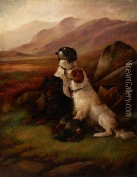Hunting Dogs Oil Painting - James Hardy