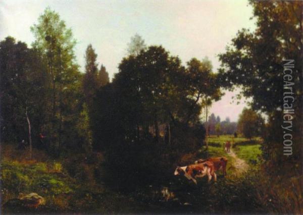 Scene Champetre Oil Painting - Karl Pierre Daubigny