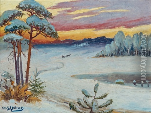Byalven I Varmlands Nysater (from Varmland) Oil Painting - Olof Sager-Nelson