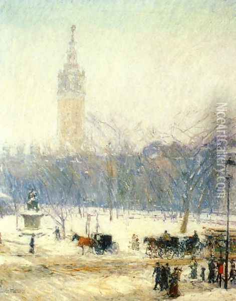 Madison Square - Snowstorm Oil Painting - Frederick Childe Hassam