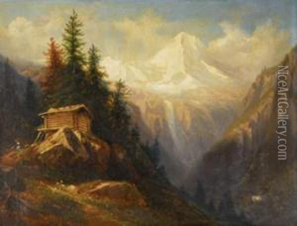 Chalet De Montagne Oil Painting - Charles Louis Guigon