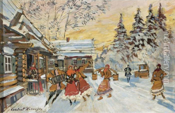Village Dancers Oil Painting - Konstantin Alexeievitch Korovin