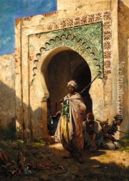 The Guard Oil Painting - Georges Philibert Charles Maroniez
