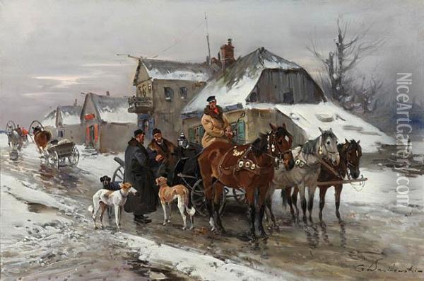 Spotkanie Na Drodze Oil Painting - Ignacy (Czeslaw Wasilewski) Zygmuntowicz