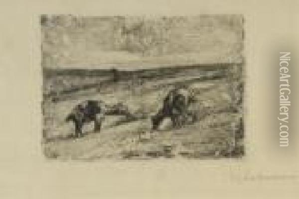 Grasende Ziegen. 1887 Oil Painting - Max Liebermann