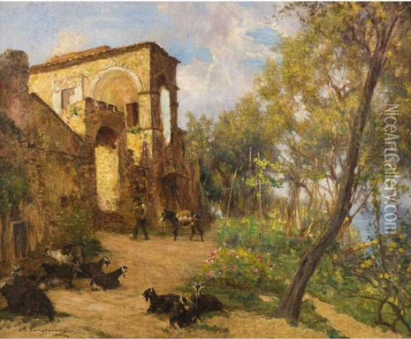 Il Riposo Del Gregge Oil Painting - Alceste Campriani