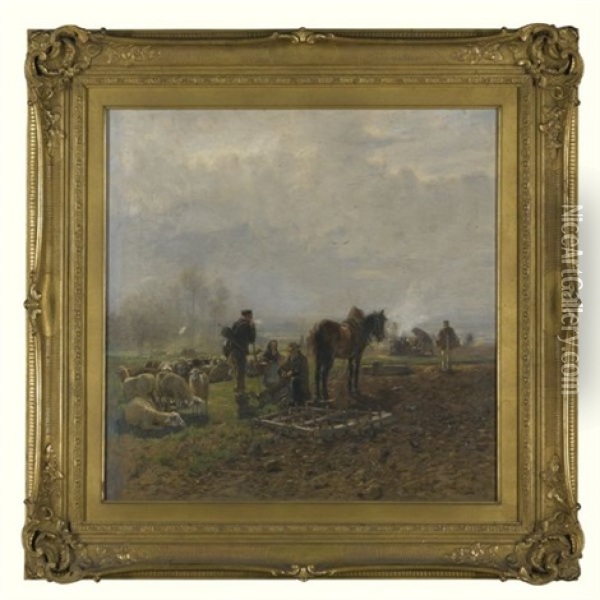 Landscape With Cattle Oil Painting - Hugo Muehlig