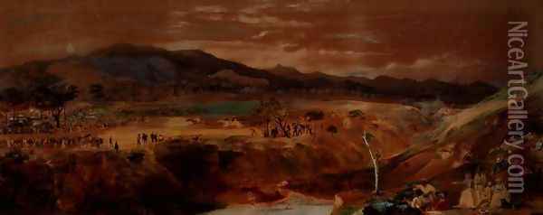 Victorian Race Meeting near Sunbury, 1858 Oil Painting - George Rowe