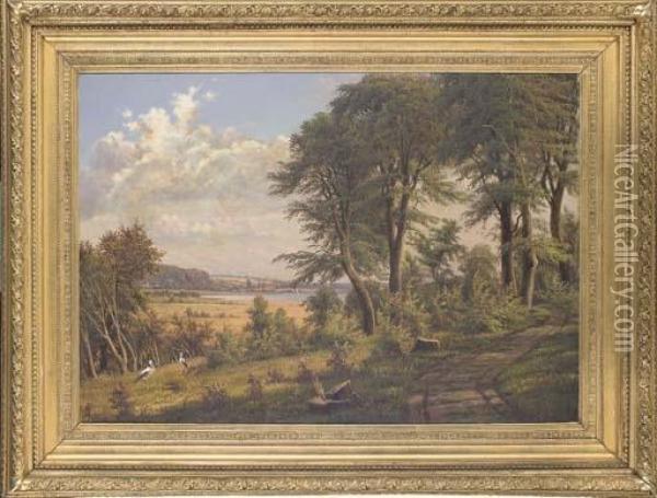 A View Towards The Lake Oil Painting - Gerhard V.E. Heilmann