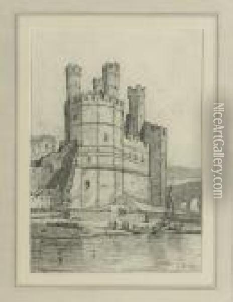 The Eagle Tower, Caernarvon Castle, North Wales Oil Painting - John Sell Cotman