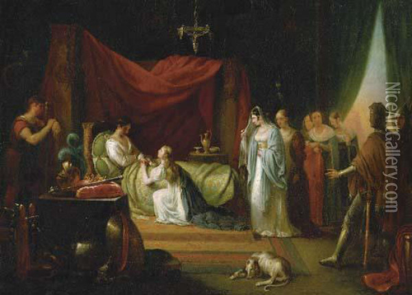 Queen Berenger Soliciting Richard Coeur De Lion Oil Painting - Eugene Charpentier