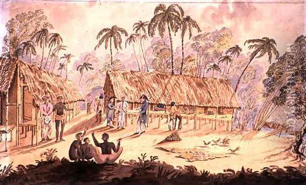 City of Acheen, North West Coast of Sumatra, 1829 Oil Painting - William Alexander Willis