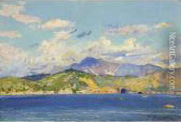 Golfo Di La Spezia, Alpi Apuane Oil Painting - Giuseppe Pennasilico