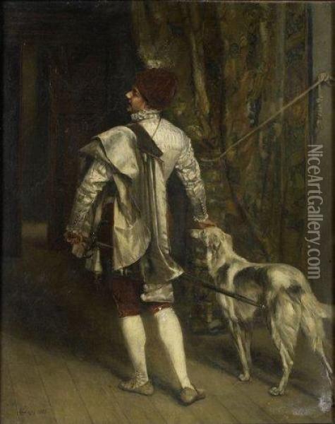 Gentilhomme Et Son Levrier Oil Painting - Lucien Alphonse Gros