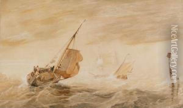 Shipping Off The Dutch Coast Oil Painting - Charles Bentley