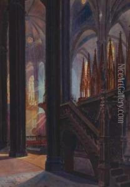 Interior De Catedral Oil Painting - Tomas Moragas y Torras
