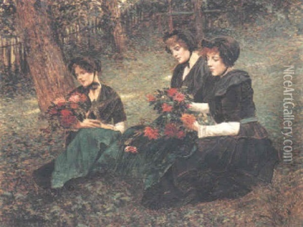 Gathering Flowers Oil Painting - Walter Firle