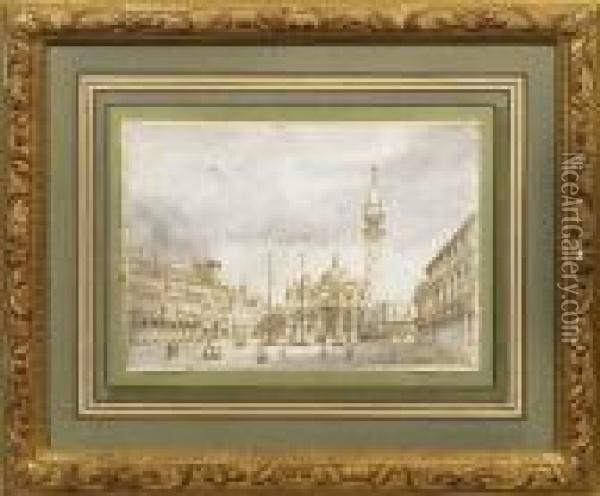 Ansicht Von Venedig Mit Blick Auf Den Belebten Markusplatz Oil Painting - Francesco Guardi