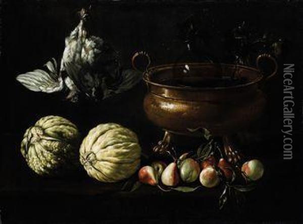 Natura Morta Di Frutta Con Rinfrescatoio Oil Painting - Pietro Paolo Bonzi