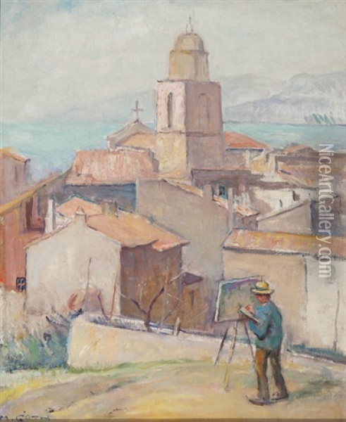 The Painter Working In St.-tropez (self-portrait) Oil Painting - Moricz Goth