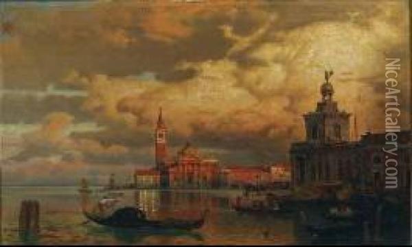 Grand Canal,venice Oil Painting - Julius Rollmann