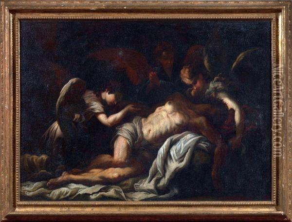 Cristo Morto E Angeli Oil Painting - Bartolomeo Biscaino