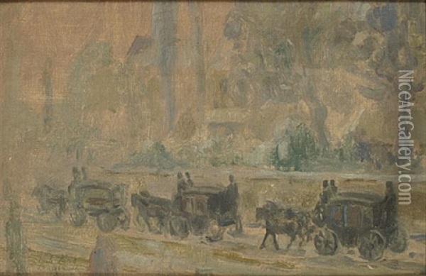 Koetsen In Londen Oil Painting - Emile Claus