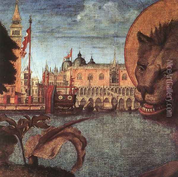 The Lion of St Mark (detail 2) 1516 Oil Painting - Vittore Carpaccio