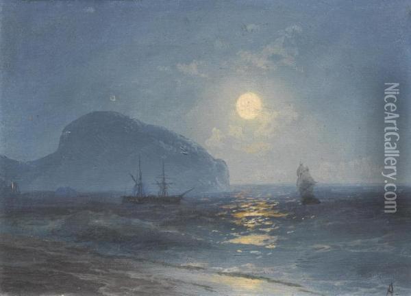Moonlight Oil Painting - Ivan Konstantinovich Aivazovsky