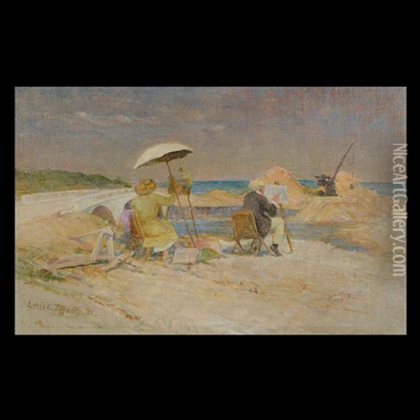 Painting On The Beach Oil Painting - Louis Comfort Tiffany