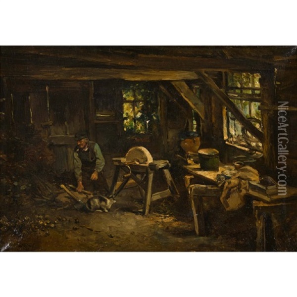 Der Messerschleifer Oil Painting - Mari ten Kate