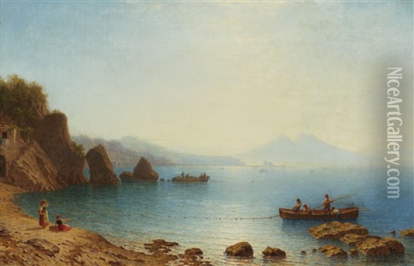 Blick Auf Die Bucht Von Neapel Und Den Vesuv Oil Painting - Carl Morgenstern