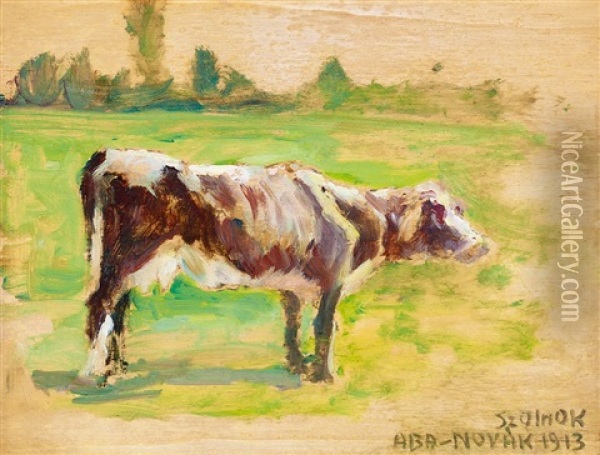 Calf (artist Colony In Szolnok), 1913 Oil Painting - Vilmos Aba-Novak