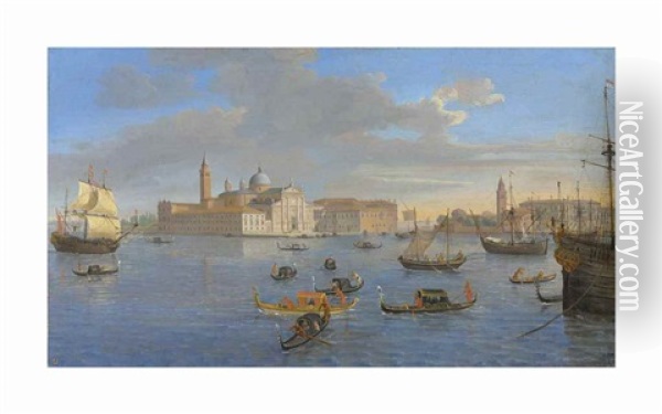 The Island Of San Giorgio Maggiore, Venice, Viewed From The Bacino Oil Painting - Gaspar van Wittel