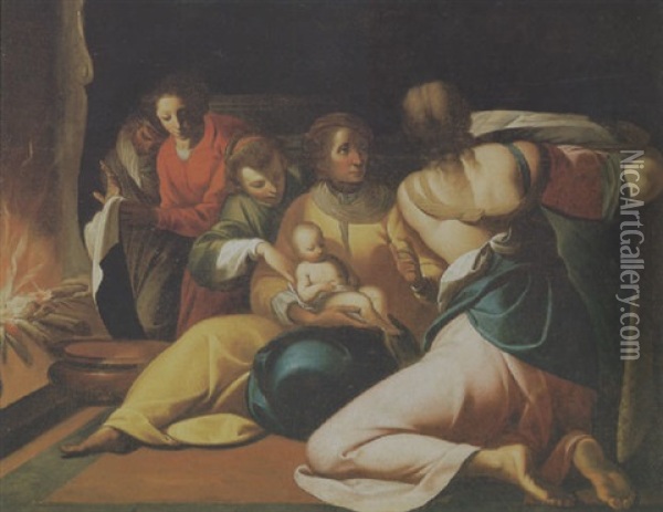 La Nascita Della Vergine Oil Painting - Luca Cambiaso