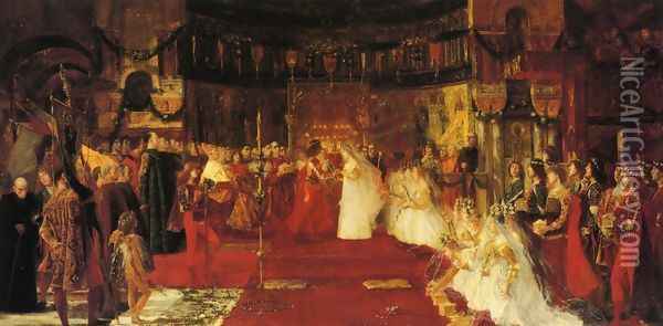Wedding in a side Chapel of San Marco Oil Painting - Jose Villegas y Cordero