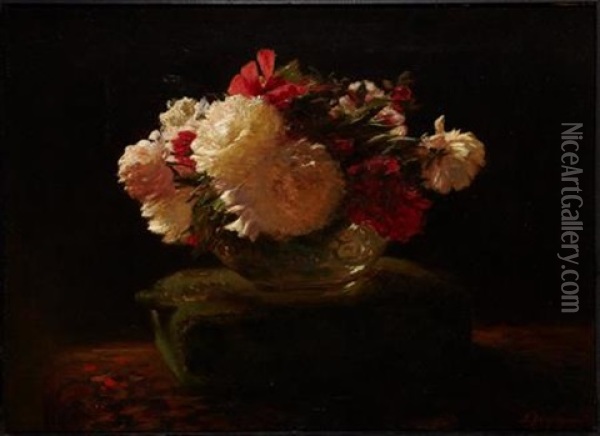 A Still Life Of Peony Roses Oil Painting - Joseph Farquharson