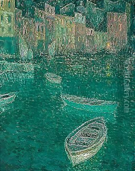 Clair de lune sur le port Oil Painting - Henri Eugene Augustin Le Sidaner