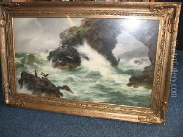 Sea Worn Rocks Oil Painting - Peter Graham