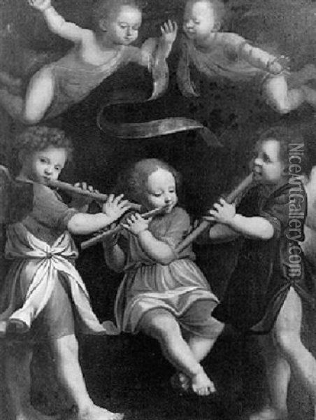 Angels Making Music Oil Painting - Bernardino Luini