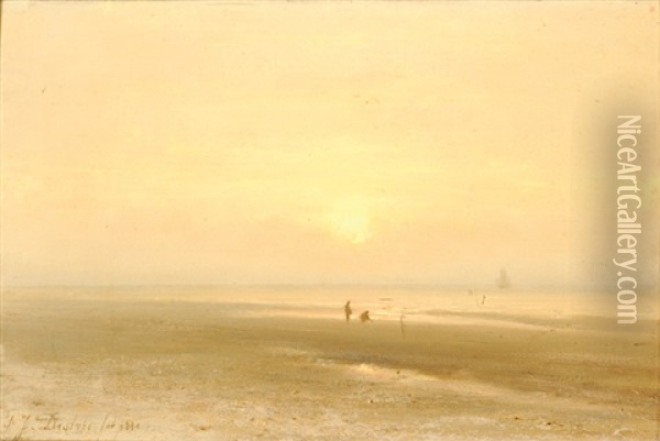 Coastal Scene Oil Painting - Johannes Joseph Destree