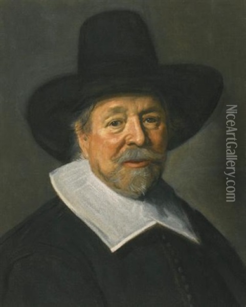 Portrait Of A Gentleman, Probably The Reverend John Livingston Oil Painting - Frans Hals