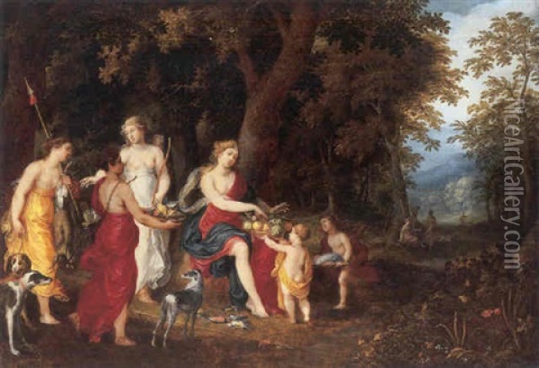Diana And Her Maidens After The Hunt Oil Painting - Hendrik van Balen the Elder