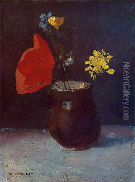 Pitcher Of Flowers Oil Painting - Odilon Redon