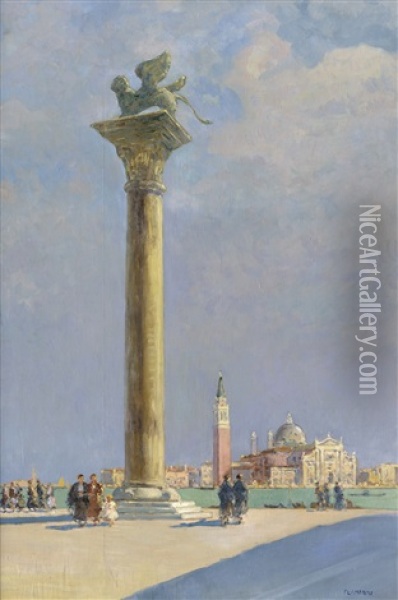Die Piazzetta San Marco In Venedig Oil Painting - Ugo Flumiani
