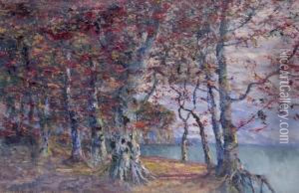Herbstliche Landschaft Mit Blick Auf Oil Painting - Gustav Pflugradt
