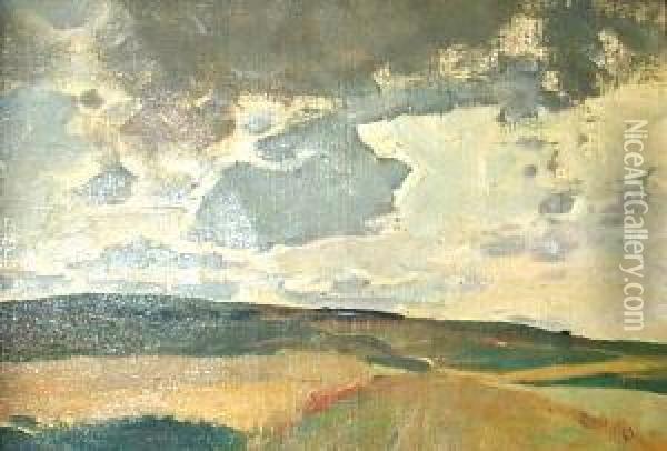 Landschaft Mit Wolkigem Himmel Oil Painting - Gustav Kampmann